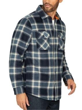 Realtree Mens Sherpa Shacket Blue and White Medium